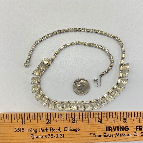 Vintage, Art Deco, Rhinestone Choker, Austrian Crystals Set in Sterling Silver - Picture 5 of 14